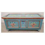 Antique dovetailed blanket chest w/ floral decor-