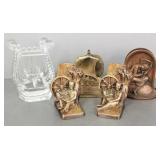 4 pr metal, etc. bookends- 7"H tallest