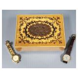 2 watches & music box incl Raymond Weil &