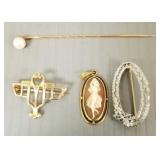 4 pcs gold jewelry: two 14K- 3.3g & two