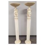 2 composition figural floor lamps- 71"H with high