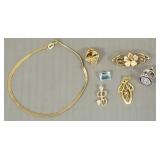 Gp asst. gold jewelry & unset blue stone- 6.3g