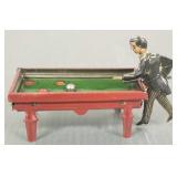 Antique tin penny toy of a billiard player- 4' x