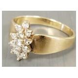 14k gold & diamond ring- 5g, sz 9 3/4