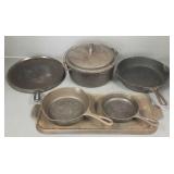 6 pieces vintage cast iron cookware incl. Griswold