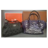 2 Coach purses: purple leather w/ zebra print