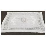 Antique tablecloth w/ dragon motif made of lace,