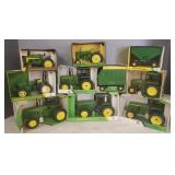 10 boxed John Deer tractors & accessories. incl