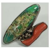 Southwest artisan silver ring s/w turquoise &