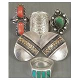 5 pcs sterling silver jewelry- some turquoise-