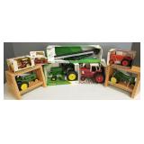 8 boxed John Deere, etc. toy tractors & implement