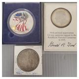 3 silver coins, etc: colorized American Eagle