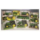 10 boxed John Deere, etc tractors & implements-