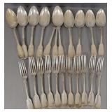 23 pcs antique coin silver flatware set- various