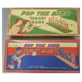 2 vintage pop gun target games, near mint in box