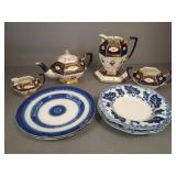 Gp cobalt blue decorated china incl Gaudy Welsh