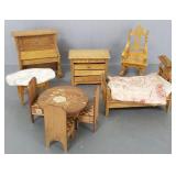 Group antique doll house furniture- 4 3/4' tallest