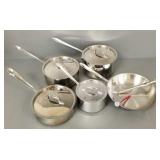 5 pcs All-Clad stainless cookware & 1 thermometer-