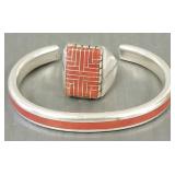 2 pcs signed Southwest sterling silver & spiny