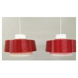 2 mid-century modern plastic hanging fixtures-