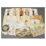 Group E. Schutz fashion paintings, sketches, etc-