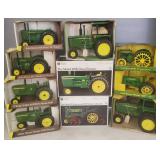 10 boxed John Deere, etc tractors & implements-