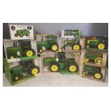 10 boxed John Deere, etc tractors & implements-