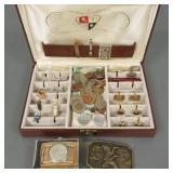Gp men's jewelry incl cufflinks & foreign coins in