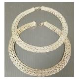 2 sterling silver Italy woven necklaces- 47g total