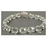 Sterling silver & prasiolite bracelets- 20.6g,