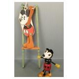 2 Mickey Mouse vintage wooden toys: 3.5' figure &