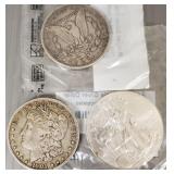 3 US silver dollars: 1883 & 1901-O Morgans &