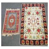 2 vintage rugs: floral flatweave- 4'5' x 7'8'