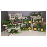 10 boxed John Deere, etc tractors & implements-