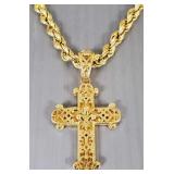 Sterling silver cross pendant necklace- 32g,