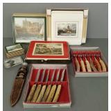 Group incl stag handled German cutlery, knife w/