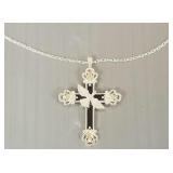 Sterling silver & 12K gold ornate cross pendant