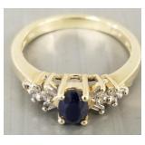 10k gold, sapphire & diamond ring- 2.5g, sz 6,