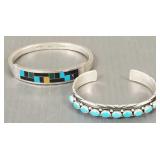 2 signed sterling silver bracelets s/w turquoise,
