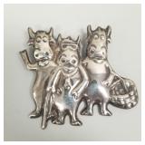 3' sterling silver repousse cow motif pin- 29g