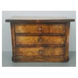 Antique burlwood hand dovetailed doll chest/