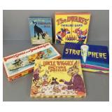 5 vintage games etc, incl uncle wiggly, Barney