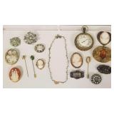 Gp vintage jewelry, cameos, brooches, etc.
