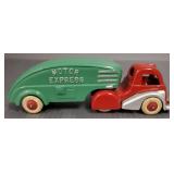 Hubley vintage green Motor Express semi-truck-