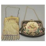 1 metal mesh bag & a petit-point bag