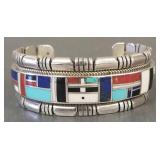 Signed RGB Navajo sterling silver cuff bracelet