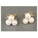 14k screwback earrings s/w pearls- 7g total