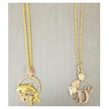 Two 10k Black Hills gold pendants on gold filled