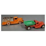 2 vintage cast iron trucks: Hubley stake truck &