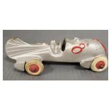 Hubley vintage cast iron #8 race car- 6'L